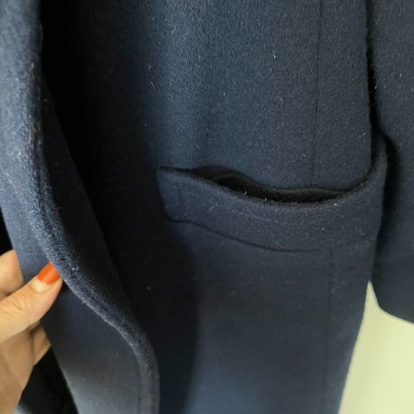 creation Pierre Bouchard navy %100 Wool long Coat women's sz SP - Picture 7 of 7